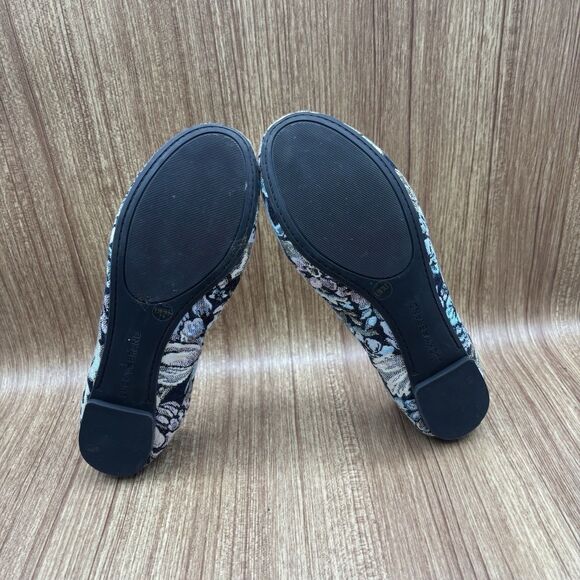 Lucky Brand Emmie Navy Blue Cream Pink Floral Embroidered Ballet Flat 8.5 M - Picture 6 of 9